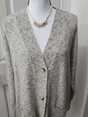 A.N.A BRAND WOMEN'S PLUS "OATMEAL" COLOR FRONT BUTTON CARDIGAN SWEATER SIZE 0X